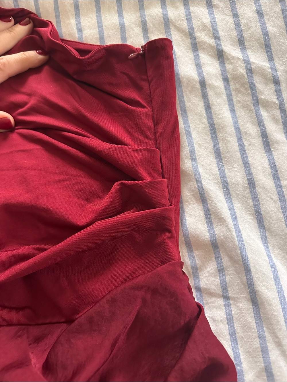 SHOWPO ASTRID MIDI DRESS One-Shoulder Burgundy Evening Dress NWT - Picture 8 of 12